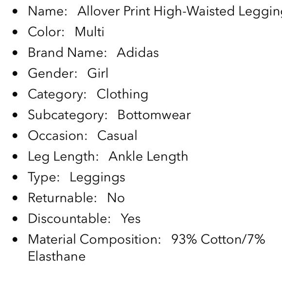 Girls Adidas Three Stripe Leggings Tights Large - Picture 5 of 6